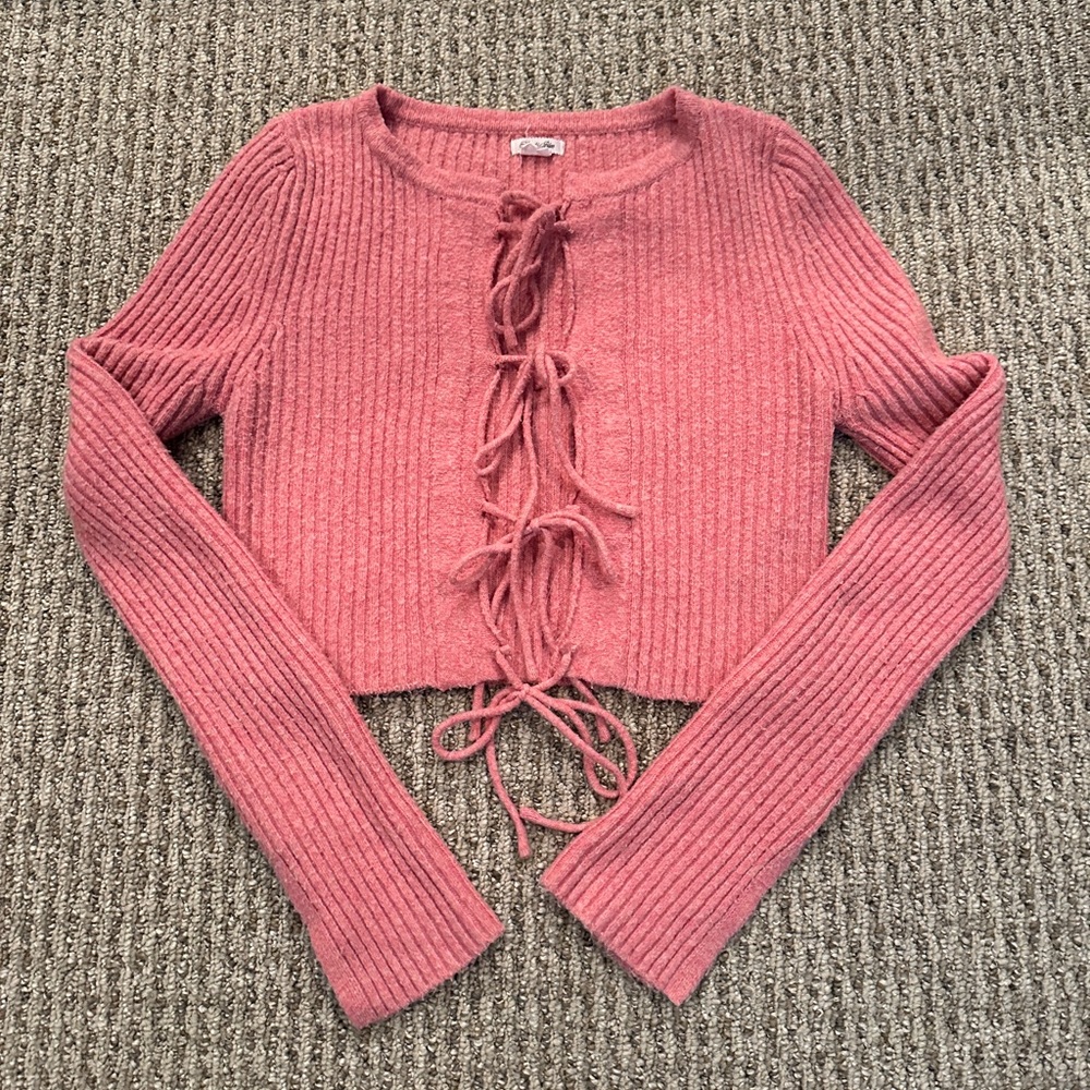 Kimchi Blue Pink Ribbed Cardigan